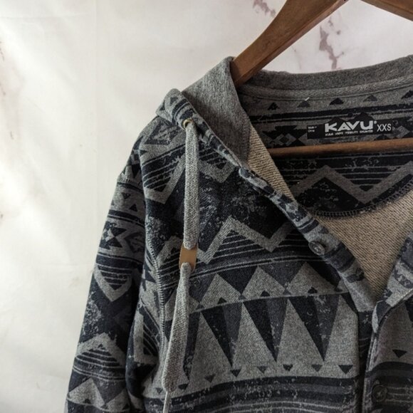Kavu One Piece Size XXS Gray Sweatshirt Pajama Hoodie Jumpsuit Ernesto Geometric - Picture 2 of 13
